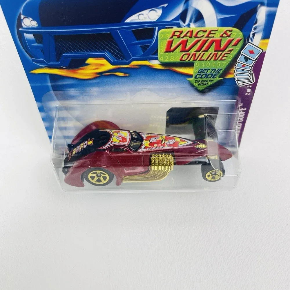 2002 Hot Wheels Trump Cars 2/4 Red Hammered Coupe Joker 1/64 Collector #72